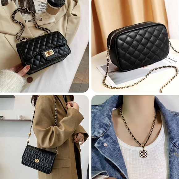 NEW Gold Tone Black Woven Purse Strap Lobster Swivel‎ Clasp- 15.4 Inch - Picture 5 of 6